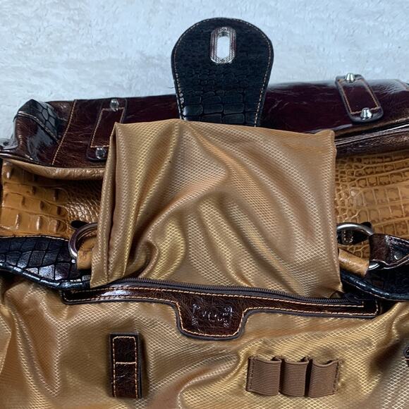 MC Marc Chantel Croco embossed large leather satchel shoulder bag - Picture 13 of 15